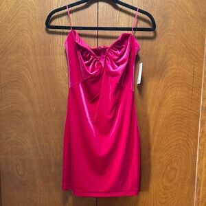 NWT Sleek Dark Pink Spaghetti Strap Velour Dress